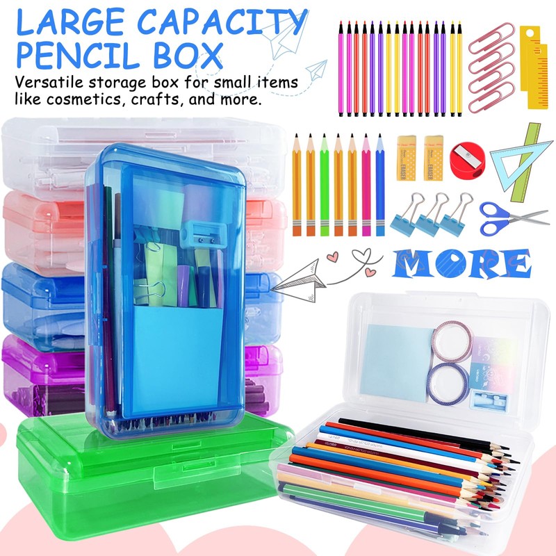 Nuozme Double Layer Large Capacity Pencil Box,Plastic Translucent Pencil Box,
