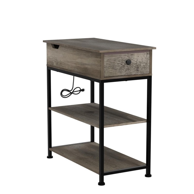 WLIVE Narrow Side Table with 2 USB Ports and 2