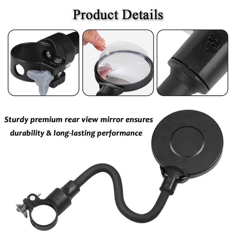 Electric Scooter Rear View Mirrors - 360° Rotating Wide-angle Rearview