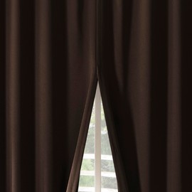 Sun Zero Belize 2-Pack Magnetic Closure Pleated Look Theater Grade 100% Blackout Back Tab Curtain Panel Pair, 52" x 84", Chocolate Brown