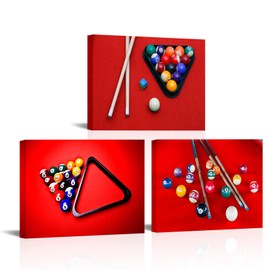 Artmyharbor Billiards Wall Art Balls Canvas Print Pool Snooker Picture Sport Artwork for Men Bedroom Lounge Bar Decor