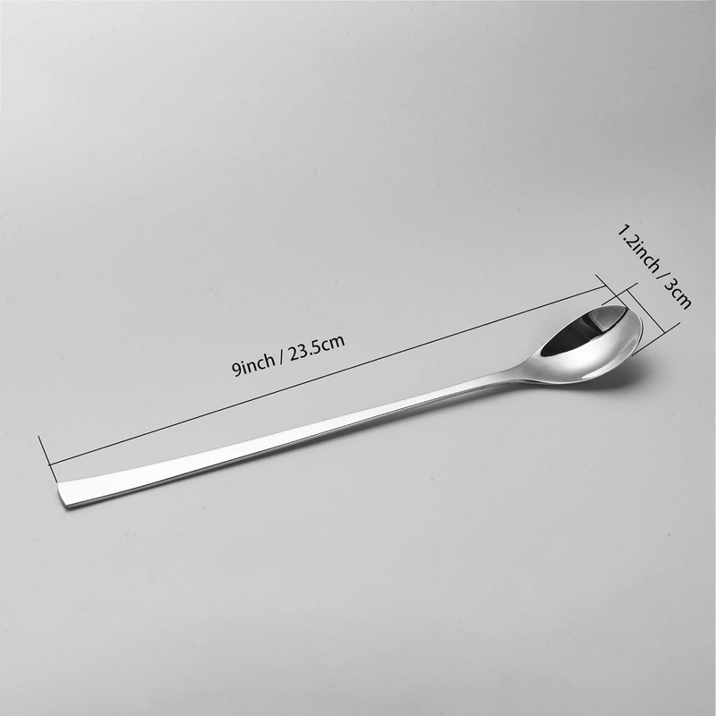 IMEEA Long Spoon, Bar Spoon, 18-8 Stainless Steel, Parfait Spoon,