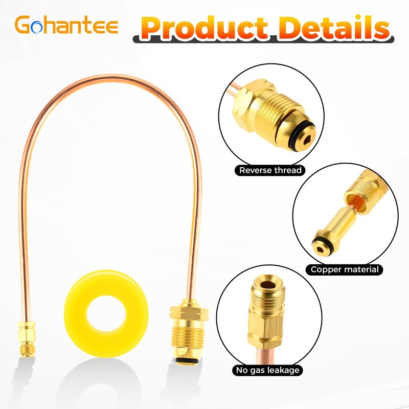 Gohantee Propane Regulator Copper Pigtail POL x 1/4' Inverted Male