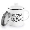 Ceramic Bacon Grease Container Keeper with Strainer (White)