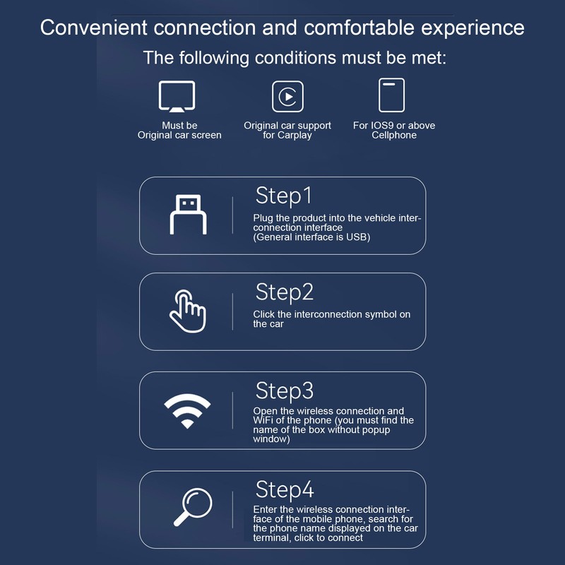 for Carplay Box Wired to Wireless Plug and Play Bluetooth