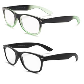 Specs retro 80's Vintage Reading Glasses (Matte Black and Black/Green Gradient) +2.50 2-Pack