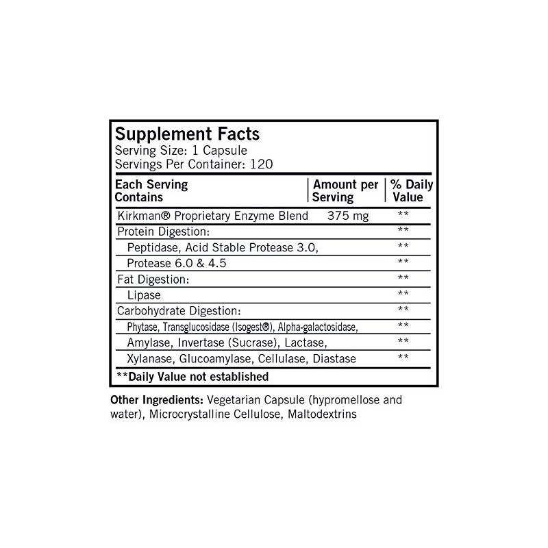 Maximum Spectrum Enzyme Complete, 120 Capsules, Kirkman Labs