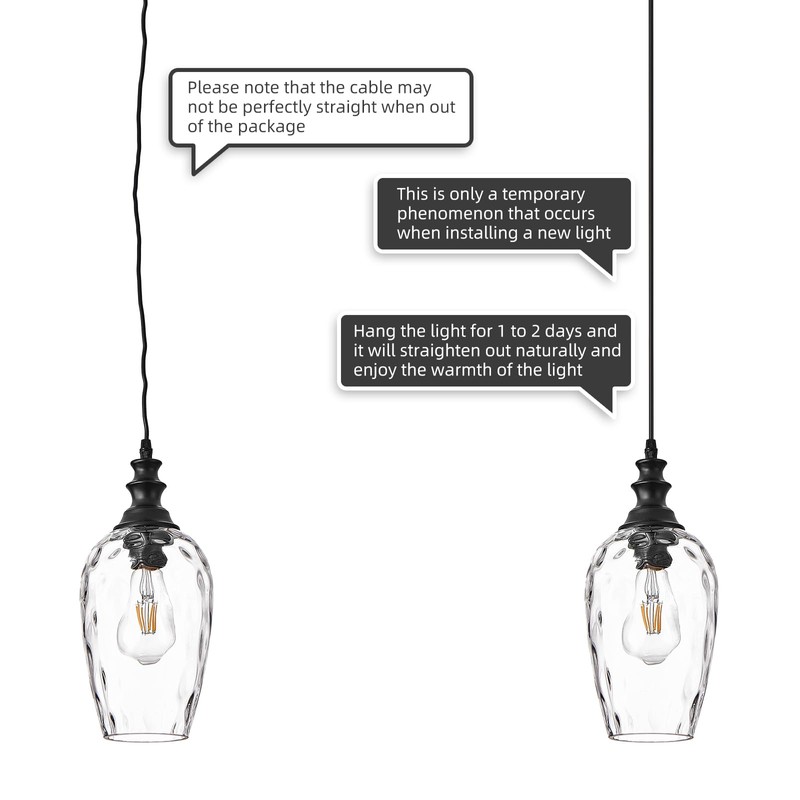 AIBISOD Glass Pendant Lights for Kitchen Island 2 Pack, E26