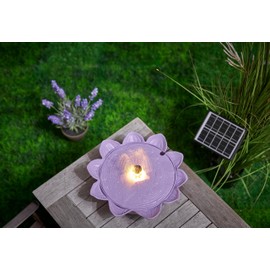 Northpoint Solar Springbrunnen Gartenbrunnen Wasserfontäne mit LED Beleuchtung Wasserspiel für Außenbereich Energieeffizient Umweltfreundlich Dekoration (Flieder)
