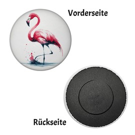 Pink Flamingo Magnet Round Pink Bird with Long Legs Tropical Plumage Beak Magnet for Home
