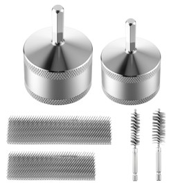 Copper Pipe Cleaner for Drill with 1/4" Hex Shank & Brush Blades & Metal Pipe Cleaning Brush, Tube Thread Cleaner, Plumbing Tools for Plumber Removing Rust, HVAC Stain Removal(1/2" 3/4",2 Piece)