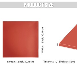Red Silicone Rubber Sheet, 60A Durometer Silicone Mat, 1/16 x 12 x 12 Inch Commercial Grade Silicone Sheet, Adhesive Black Rubber Pad Sheet for DIY, Crafts (12" x 12" x1/16", Red, with Adhensive)