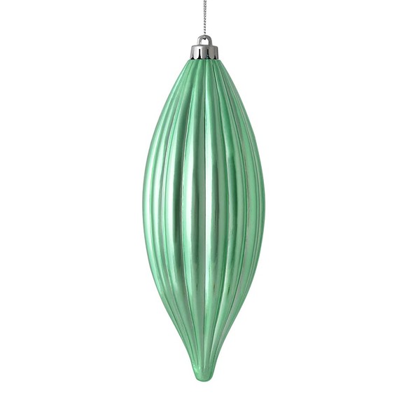 Vickerman 543917-8" Seafoam Green Shiny Line Finial Christmas Tree Ornament