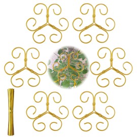 6pcs Plant Stem Support with Metallic Twist Ties, Durable Stem Grapple,Metal Clamp Plant Stem Support for Indoor & Outdoor Climbing Plants (Style A)