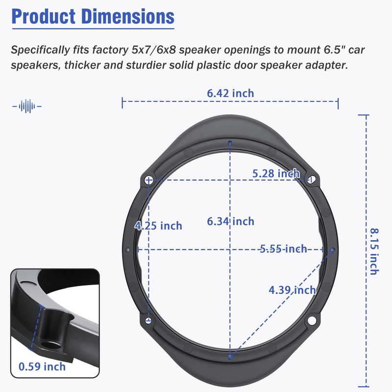 JAYUBIEN 5x7-6x8 to 6.5 Speaker Adapter Spacer for Ford Lincoln