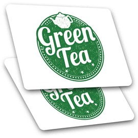Rectangle Stickers (Set of 2) 10cm - Green Tea Healthy Organic Tea Cup Fun Decals for Laptops,Tablets,Luggage,Scrap Booking,Fridges, 5171