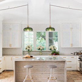 XZHGCEE Plug in Pendant Light Fixtures: Hanging Light Plug in Green Glass Hanging Lamp, Pendant Lighting for Kitchen Island, Bedroom, Dining Room, Living Room, E26 No Bulb