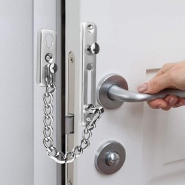 MINBOOT Door Chain Lock, Stainless Steel, Entryway, Indoor, Room, Door, Retrofit, Security Lock, Guard, Security Goods, Easy Installation, Left and Right Horizontal, Includes Screws (Silver)
