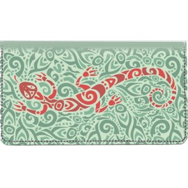 Swirly Lizard Art Personal Leather Checkbook Cover for Top Tear Personal Checks