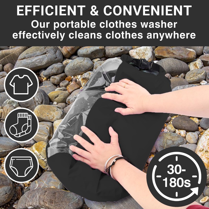 Wash Bag Camping & Retractable Washing Line - Durable Wash