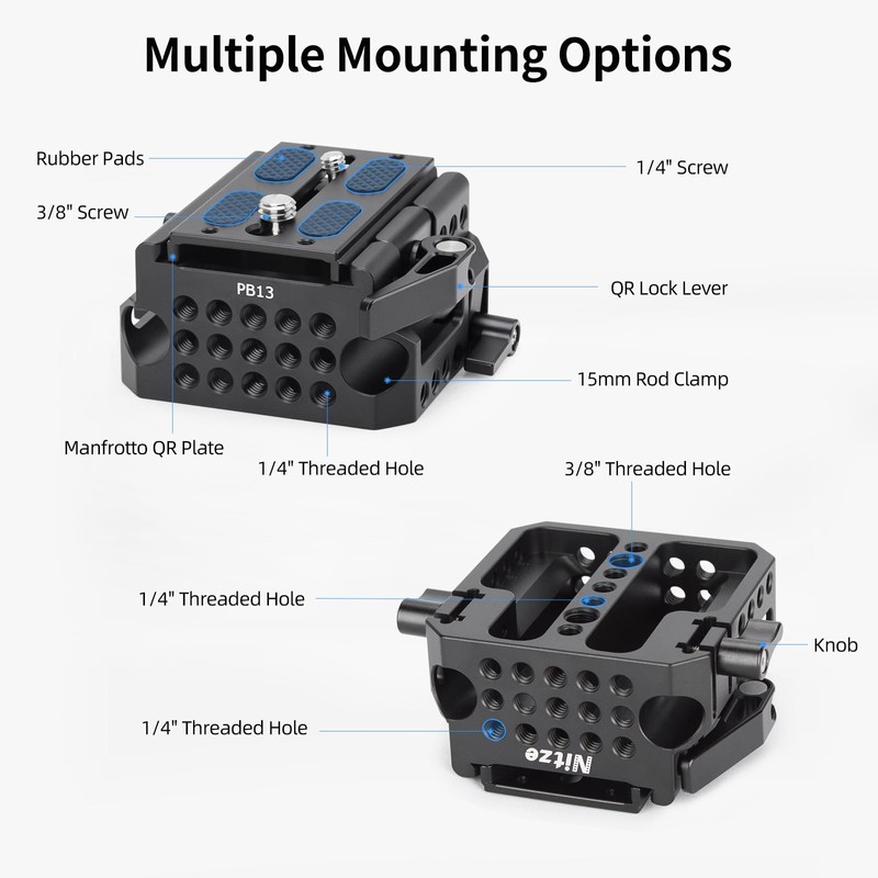 Nitze 15 mm LWS Camera Base Plate, Universal Baseplate for