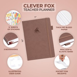 Clever Fox Teacher Planner – School Year Planner with Calendars & Lesson Plans – Teacher Plan Book for Classroom & Homeschool Organization - Undated, 7x10″, Hardcover (Dark Terracotta)