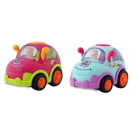 Friction Car Pack of 2 with Moving Bonnet & Driver Action | Push-and-Go Vehicle Set for Kids (Colour May Vary)