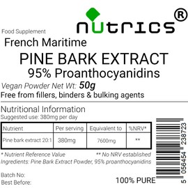 Nutrics® French Maritime Pine BARK Extract 50g Powder standardised 95% proanthocyanidins