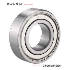 sourcing map 6205ZZ Deep Groove Ball Bearing Double Sign Chrome Steel 25 mm x 52 mm x 15 mm