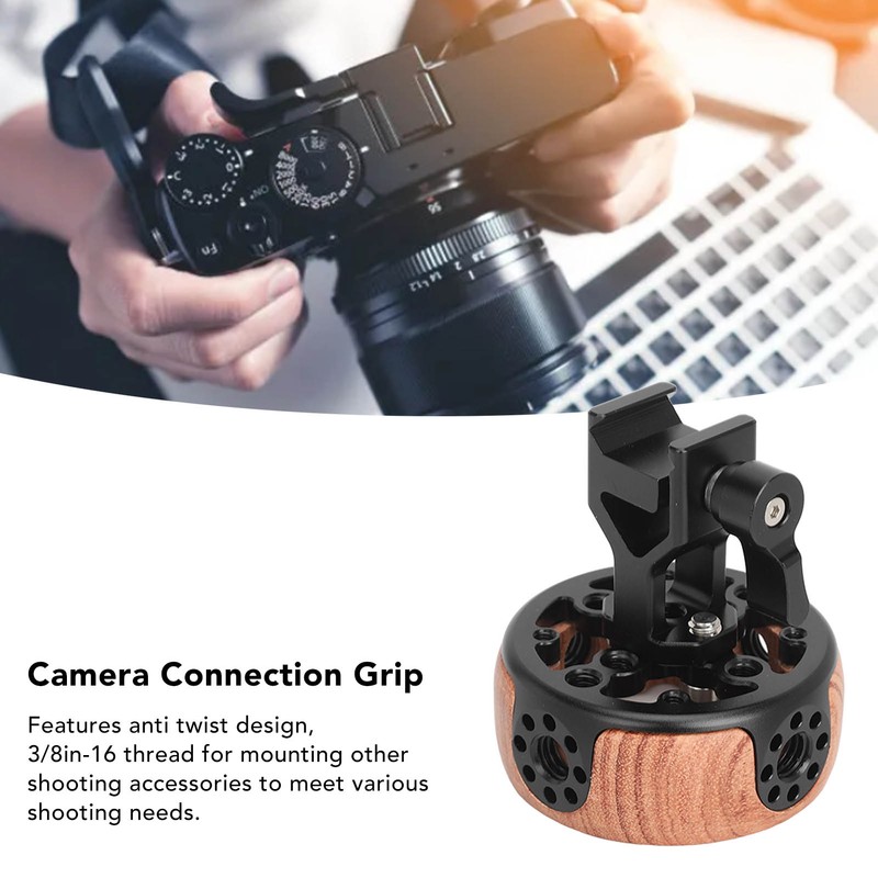 Round Side Camera Handle Handgrip Wooden Quick Release NATO Rail