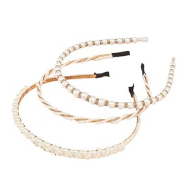GoodCorsetMall 3 Pack Pearl Headband,Rhinestones White Faux Pearl Hair band,Thin Bridal Hair Hoop Party Wedding Hair Accessories for Women
