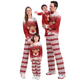WUDEUI Family Matching Christmas Pajamas Set, Long Sleeve Pjs Nightwear, Xmas Holiday Loungewear Sleepwear with Pockets