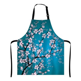 Wasach Spring Japanese Cherry Blossom Apron, Flowers Adjustable Neck Bib Apron for Men Women,Suitable for Kitchen Cooking Waitress Chef Apron
