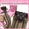 YoungSee Clip in Real Hair Extensions Balayage Brown Human Hair