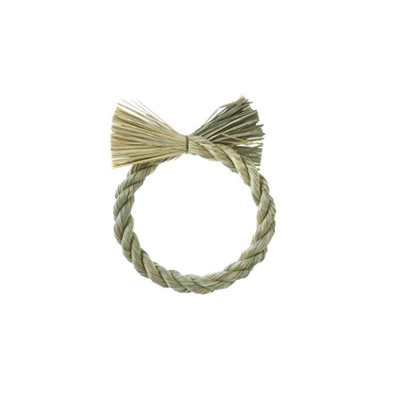 PURIZA Shimme Rope Straw Look Wreath, Marble Green, 5.9 inches