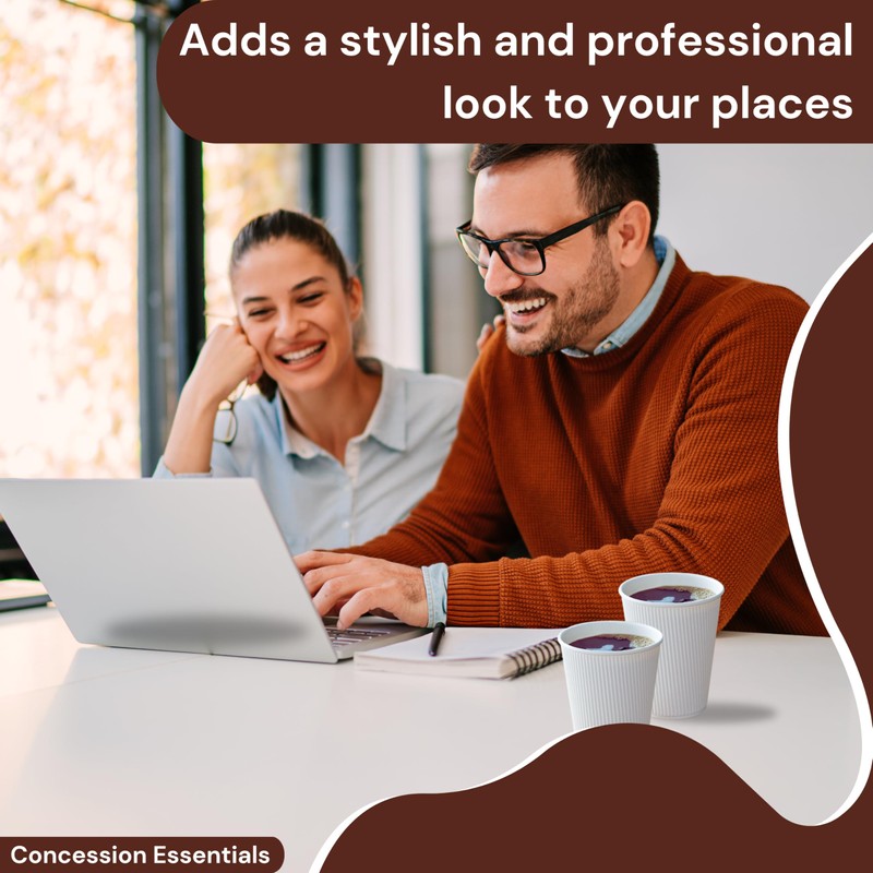 12oz Double Wall Ripple White Paper Coffee Cups- Pack of