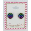 Summerfield Collection Stainless Steel Checkerboard Print Glass Stud Earrings 12mm