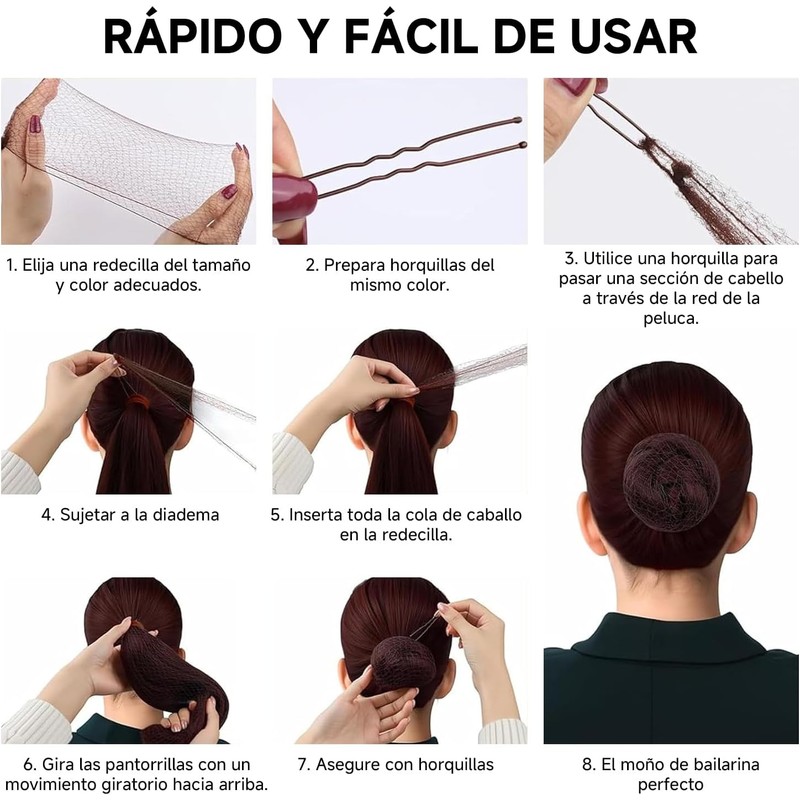 100pzs Red para Cabello, 50 pcs Ligas para Cabello, 50