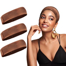 FIRSTPELLA 3 Pack Adjustable Velvet No-slip Wig Grip Headbands for Women Girls, Brown (HAIR TIE, 3 Count)