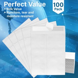 10x13 Envelopes, Tyvek Envelopes, Mailing Envelopes 10x13, Catalog Envelopes, Self Sealing Closure, Tyvek Material, 14 lb., Puncture, Tear & Moisture Resistant, Bulk (100 Pack)