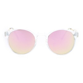 SA106 Retro Clear Frame Keyhole Mirrored Lens Sunglasses Yellow