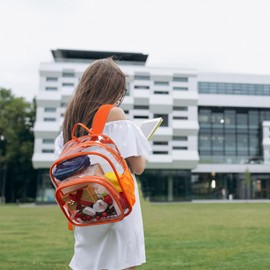 KUI WAN Clear Backpack for School Clear Bag Stadium Approved 12×6×15 Small Mini Transparent Bag for Sport Events Concerts