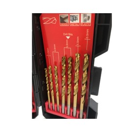 LUMBER JACK HSS Drill Bits Set, 17 Piece Titanium Coated Metal Drill Bits, Packed in Sturdy Storage Case, for Stainless Steel, Wood, Soft Metal