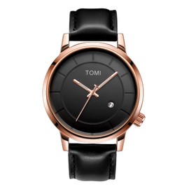 TOMI Fashion Business Mens Quartz Wrist Watches Reloj para Hombre Gifts for Men Students Women Him Boyfriend (Black/Gold/Black)