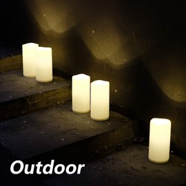 NONNO&ZGF 4X8 inch Huge Outdoor IP44 Warm White LED Rainproof Waterproof Candles, Large Flameless Battery LED Pillar Candle with Remote and Timer, Resin, No Melt, 2 Pack
