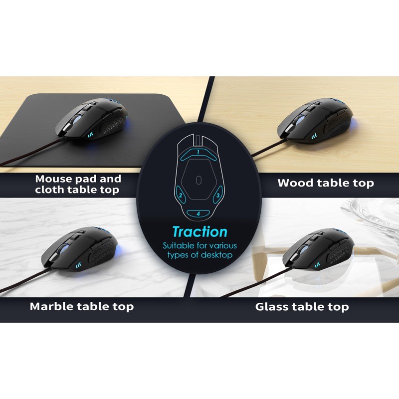 C303 Wired Mouse for Esports, 12800 DPI RGB Gaming Mouse
