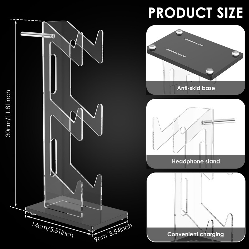 3 Tier Acrylic Controller Holder and Headset Stand 2 in