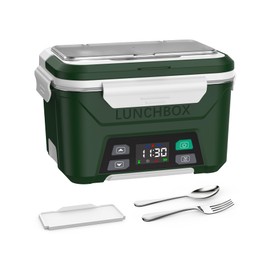 EAST OAK Cordless Electric Lunch Box for Adults, Heated Lunch Box Battery Powered with Automatic Heating, 5.5 Cups Portable Food Warmer with Removable Tray Divider