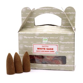 SATYA BACKFLOW DHOOP CONES White Sage Incense Incense Incense, 1 Box of 24, Cone Type, Room Burning, Gift, Healing, Aroma, Souvenir, Miscellaneous Goods