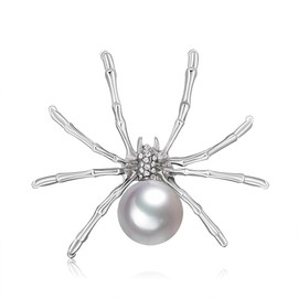 Spider Brooch Pins for Women, Pearl Spider Brooch Pin, Cute Spider Animal Brooch Lapel Pin, Bohemian Spider Brooches Pins for Women Hat Bag Suit Dress Accessories Jewelry (White)